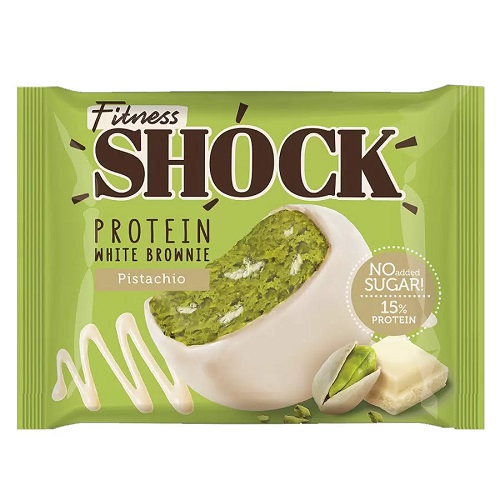 FitnesShock брауни Белый шоколад и фисташка, 50 гр